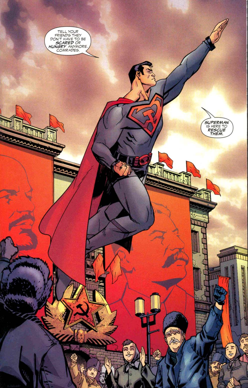 A page from the first chapter of Superman: Red Son.